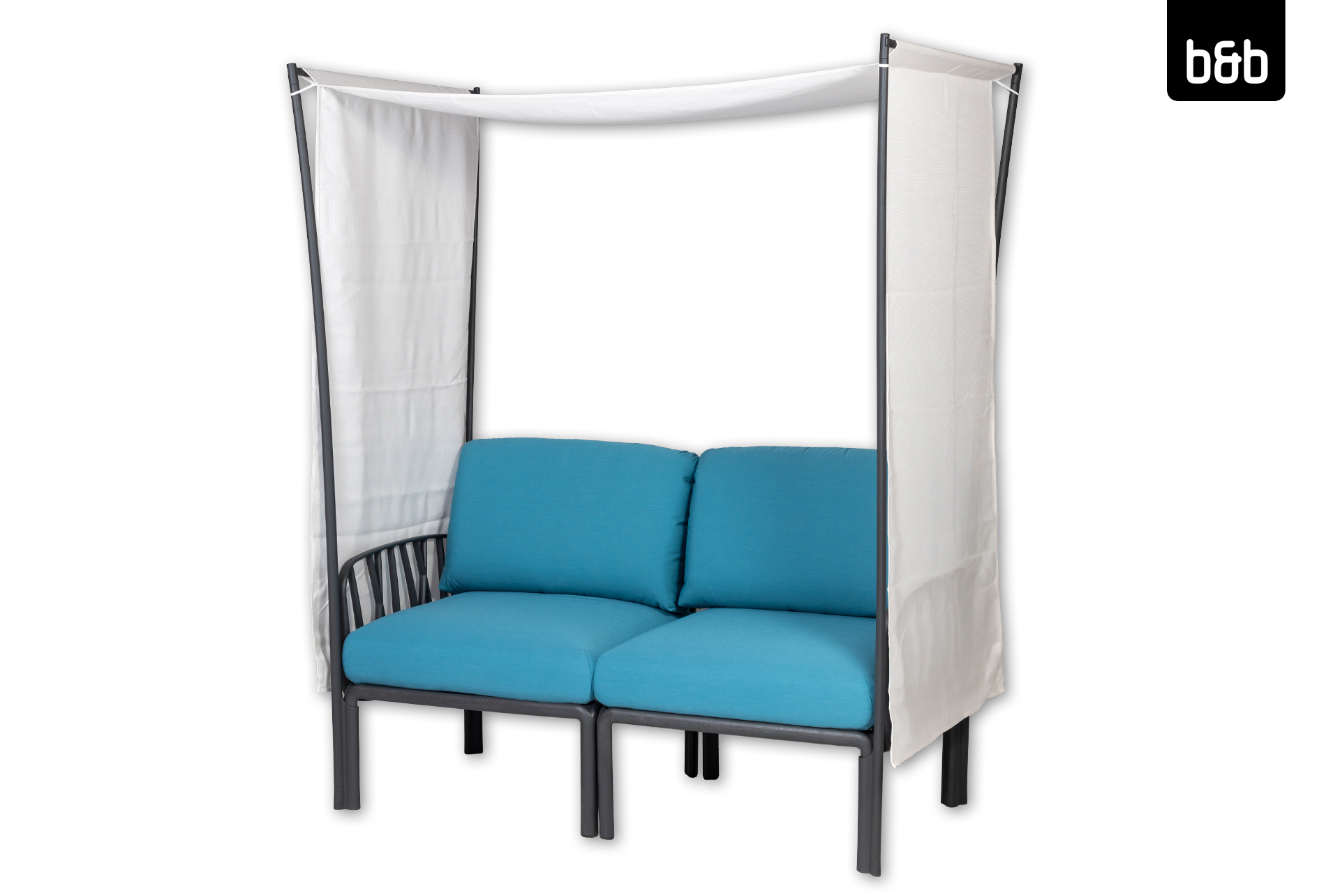 2408-bb-a-76479-nardi_komodo_anthrazit-loungesofa_2sitzer_baldachin_kissen_adria-blau-01-072 image Sofa 2 Sitzer mit Baldachin, NARDI Komodo, anthrazitadria-blau