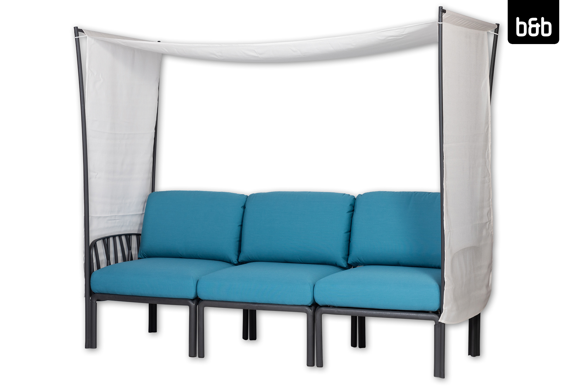 2408-bb-a-76479-nardi_komodo_anthrazit-loungesofa_3sitzer_baldachin_kissen_adria-blau-01-078 image Sofa 3 Sitzer mit Baldachin, NARDI Komodo, anthrazitadria-blau