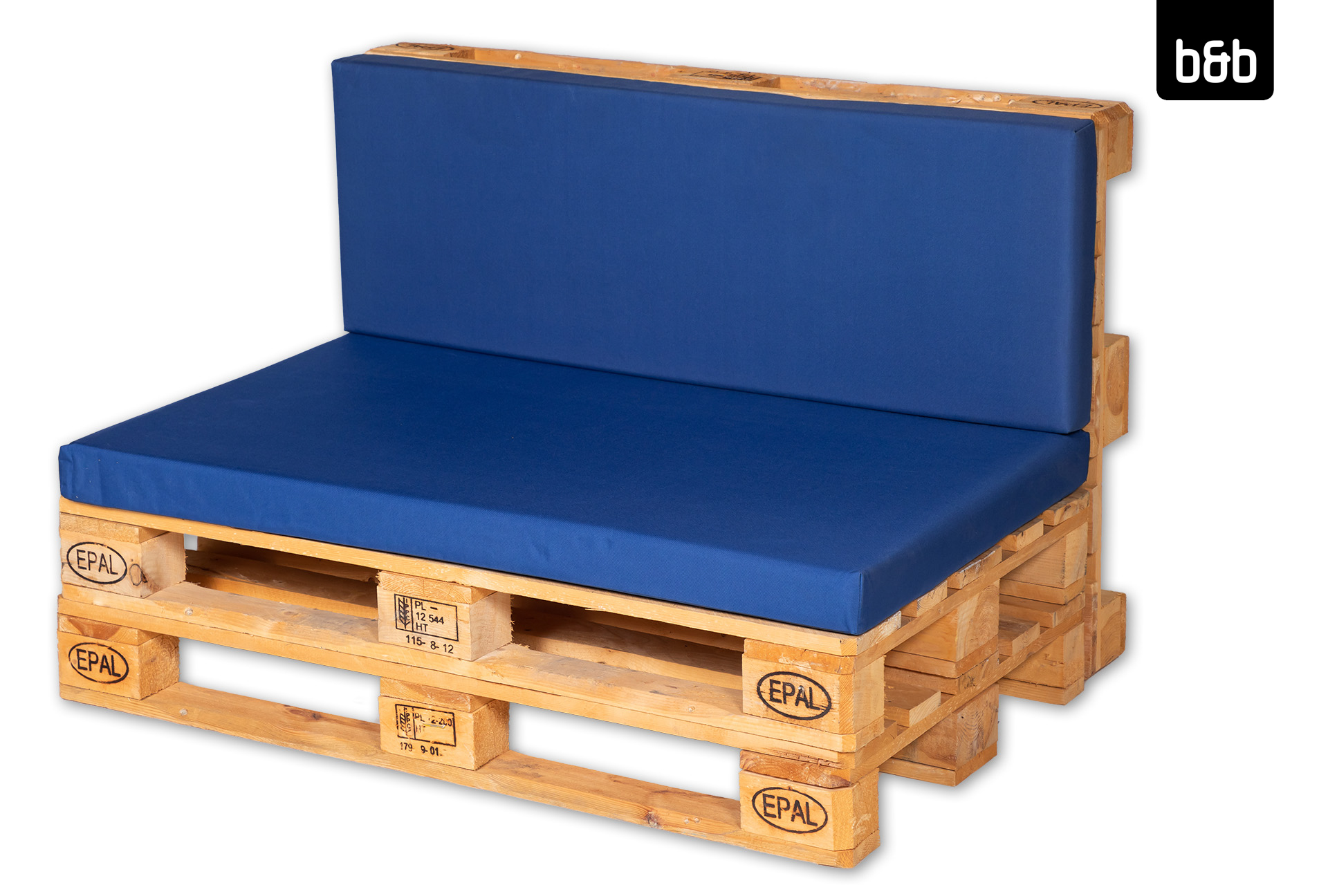 Palettenlounge Sofa inkl. Kissenadria-blau