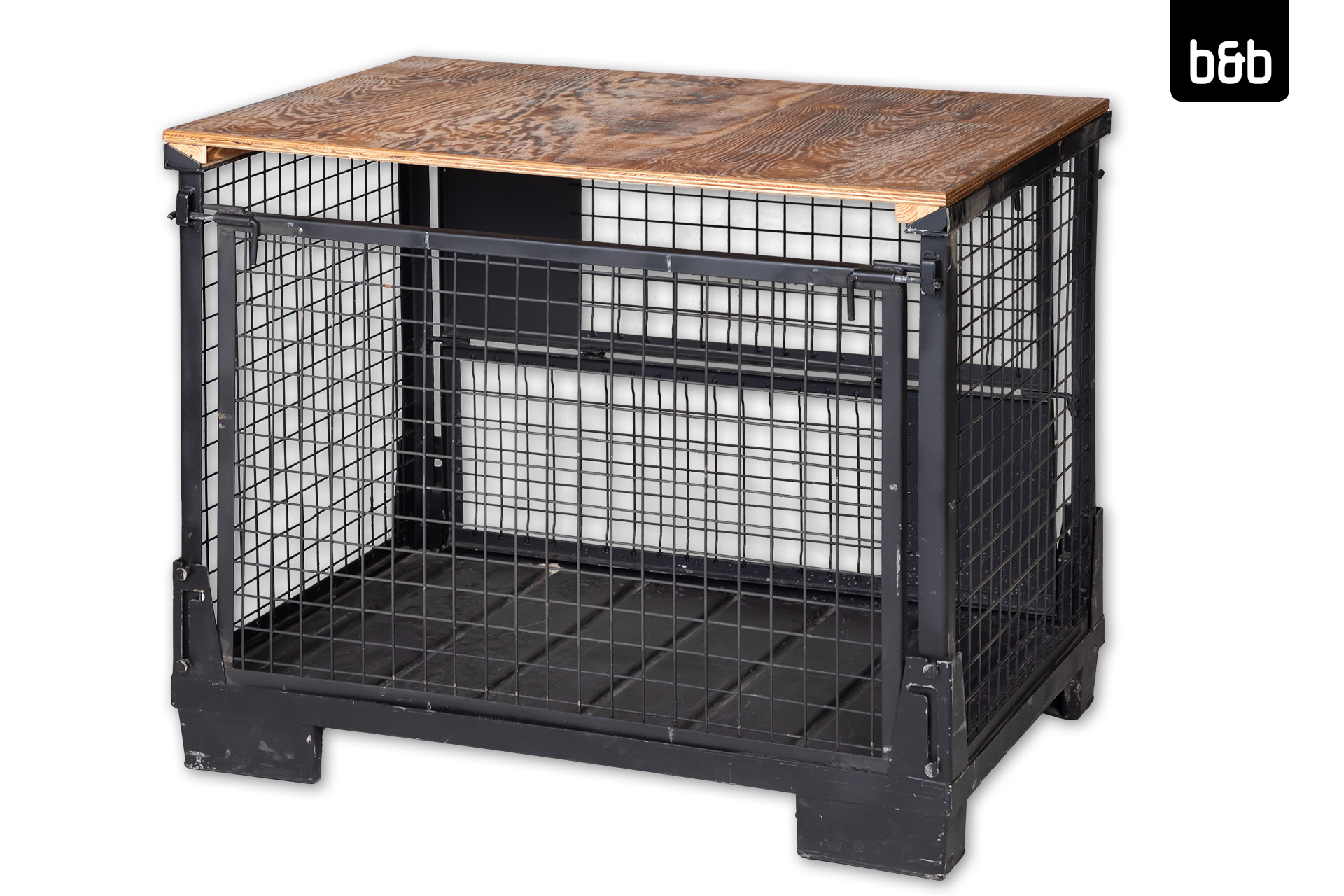 Theke / Buffet Gitterbox mit geflammter Tischplatte