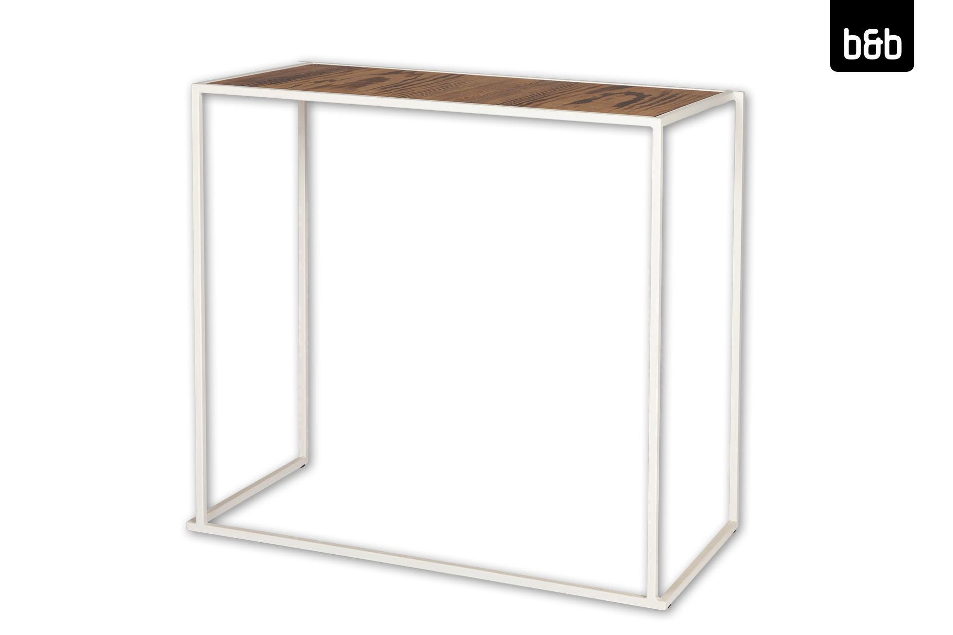 Stehtisch Metafox eckig 120x60cm, weiss, geflammte Tischplatte