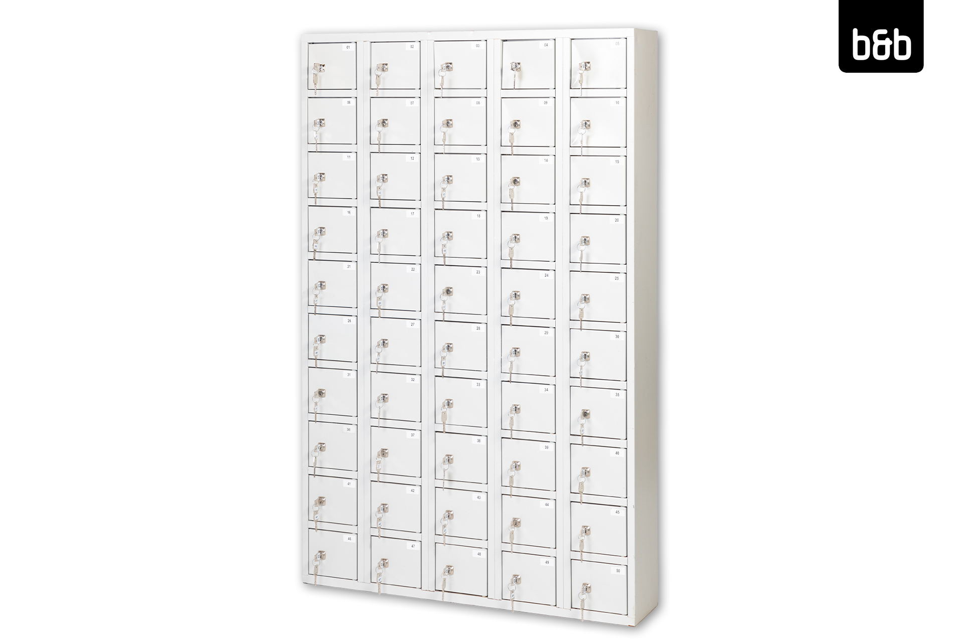 Schließfachschrank 50 Fächer, hellgrau