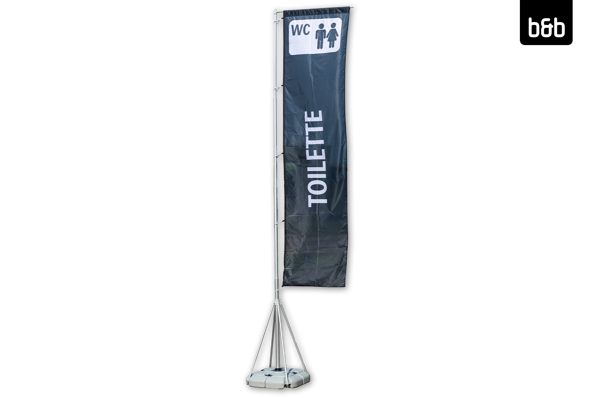 Fahne &quot;TOILETTE H/D&quot; 100x400cm, schwarz